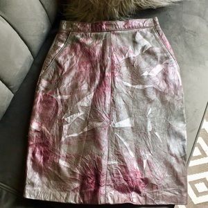 Vintage Grey Metallic Leather Skirt size 8